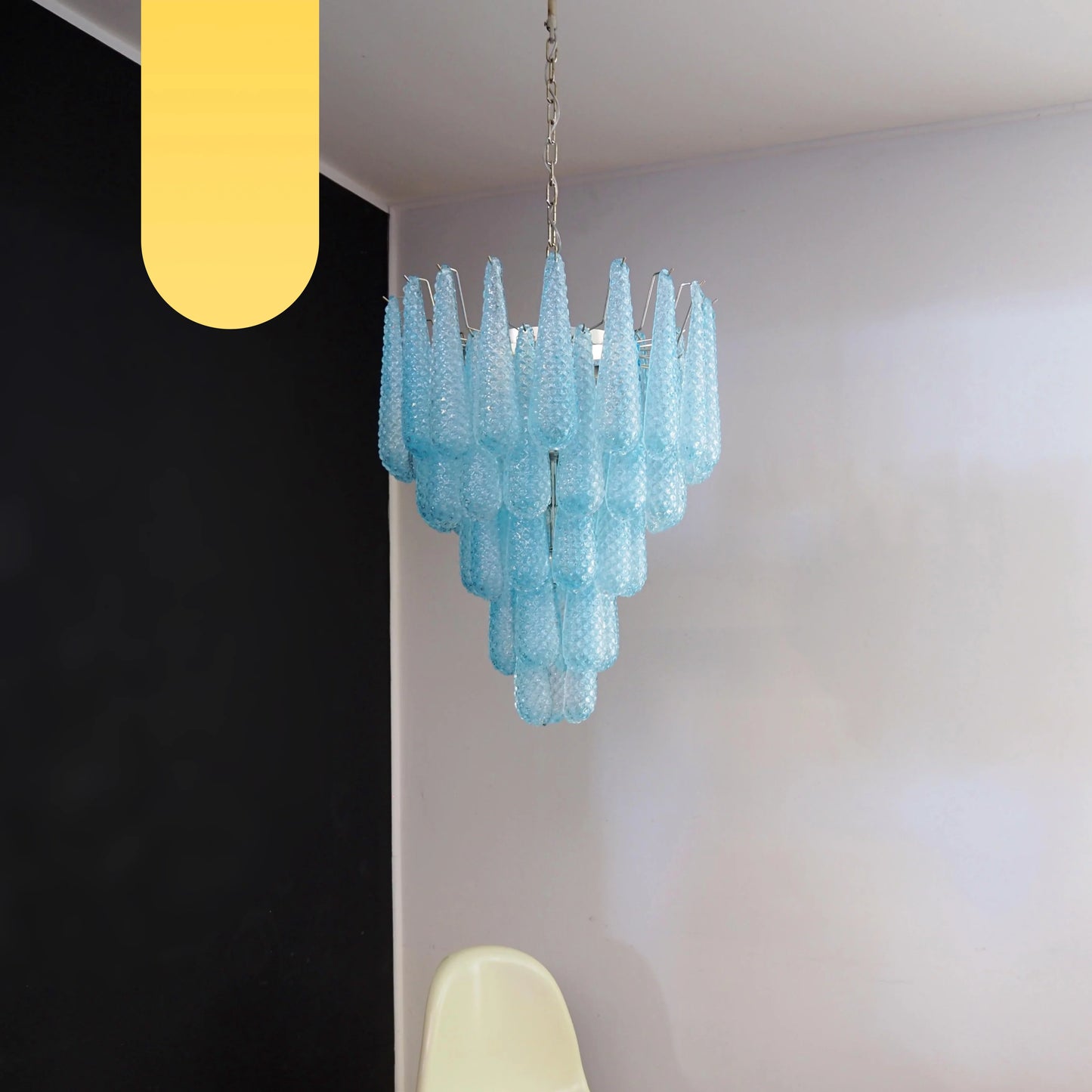 Vintage Murano Blue Petals Drop Glass Chandelier - Nuvé