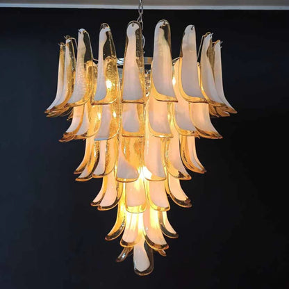 Vintage Murano Caramel Glass Petals Chandelier - Nuvé
