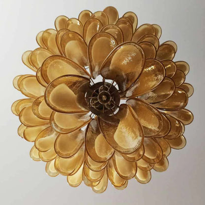 Vintage Murano Caramel Glass Petals Chandelier - Nuvé