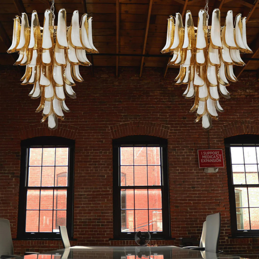 Vintage Murano Caramel Glass Petals Chandelier - Nuvé