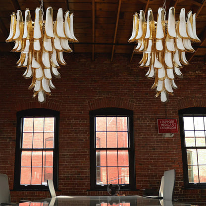 Vintage Murano Caramel Glass Petals Chandelier - Nuvé