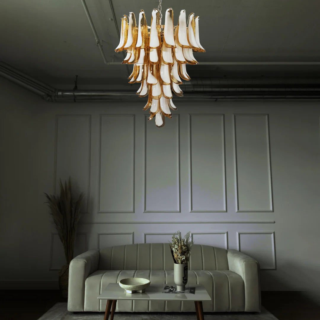 Vintage Murano Caramel Glass Petals Chandelier - Nuvé
