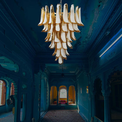 Vintage Murano Caramel Glass Petals Chandelier - Nuvé