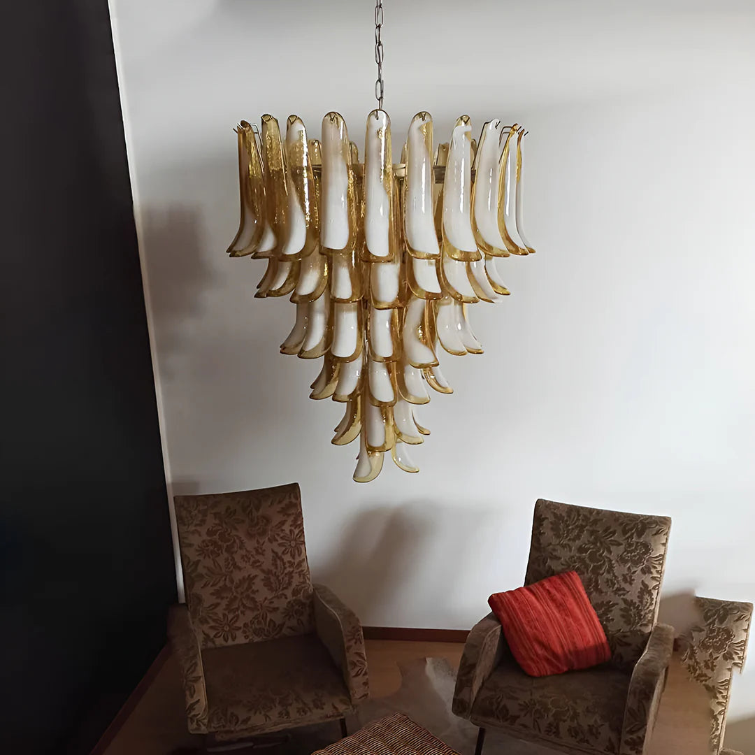 Vintage Murano Caramel Glass Petals Chandelier - Nuvé