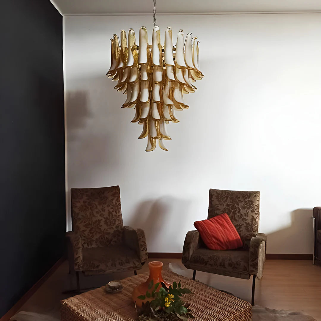 Vintage Murano Caramel Glass Petals Chandelier - Nuvé