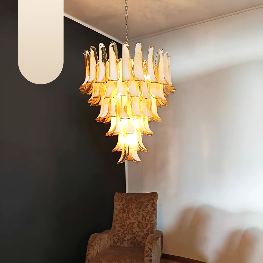 Vintage Murano Caramel Glass Petals Chandelier - Nuvé