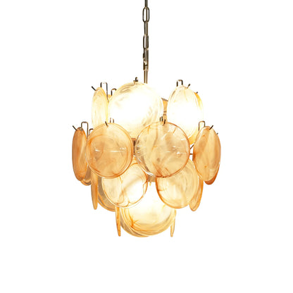 Vintage Murano Gold Glass Disks Chandelier - Nuvé