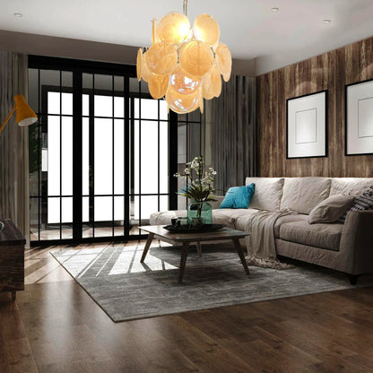 Vintage Murano Gold Glass Disks Chandelier - Nuvé