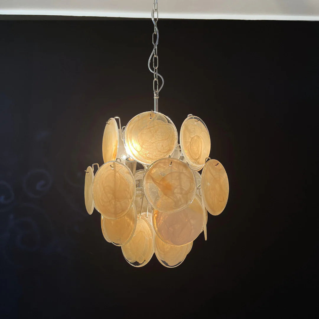 Vintage Murano Gold Glass Disks Chandelier - Nuvé