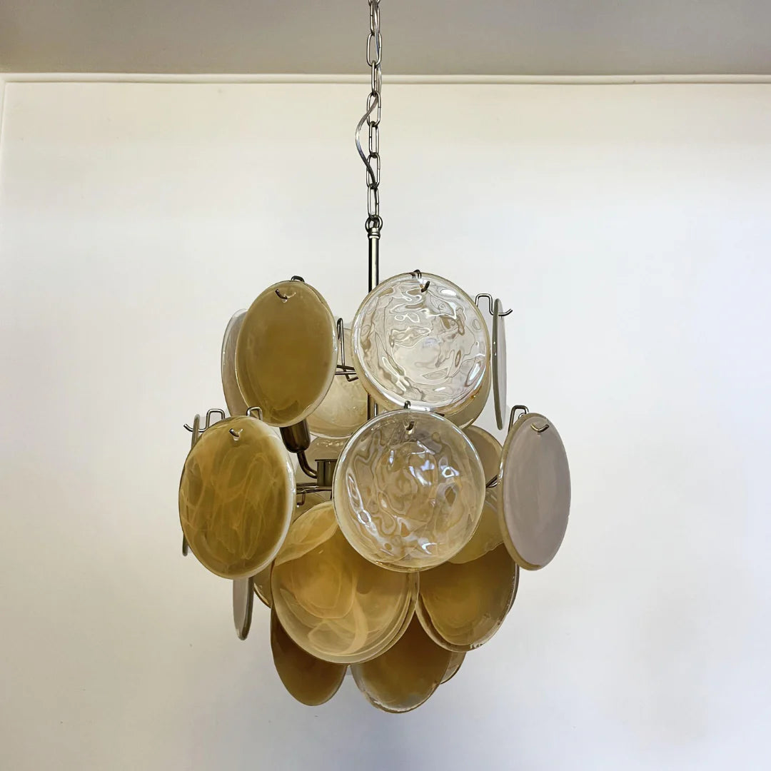 Vintage Murano Gold Glass Disks Chandelier - Nuvé