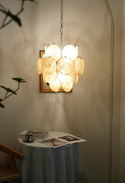 Vintage Murano Gold Glass Disks Chandelier - Nuvé