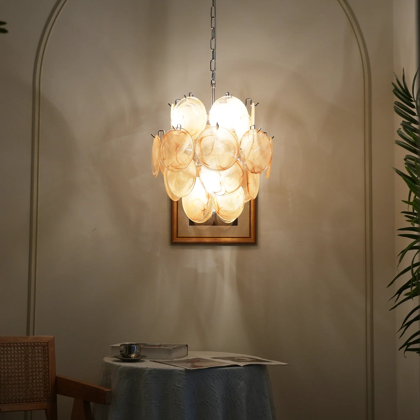Vintage Murano Gold Glass Disks Chandelier - Nuvé