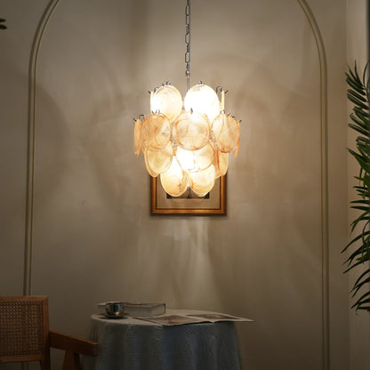 Vintage Murano Gold Glass Disks Chandelier - Nuvé