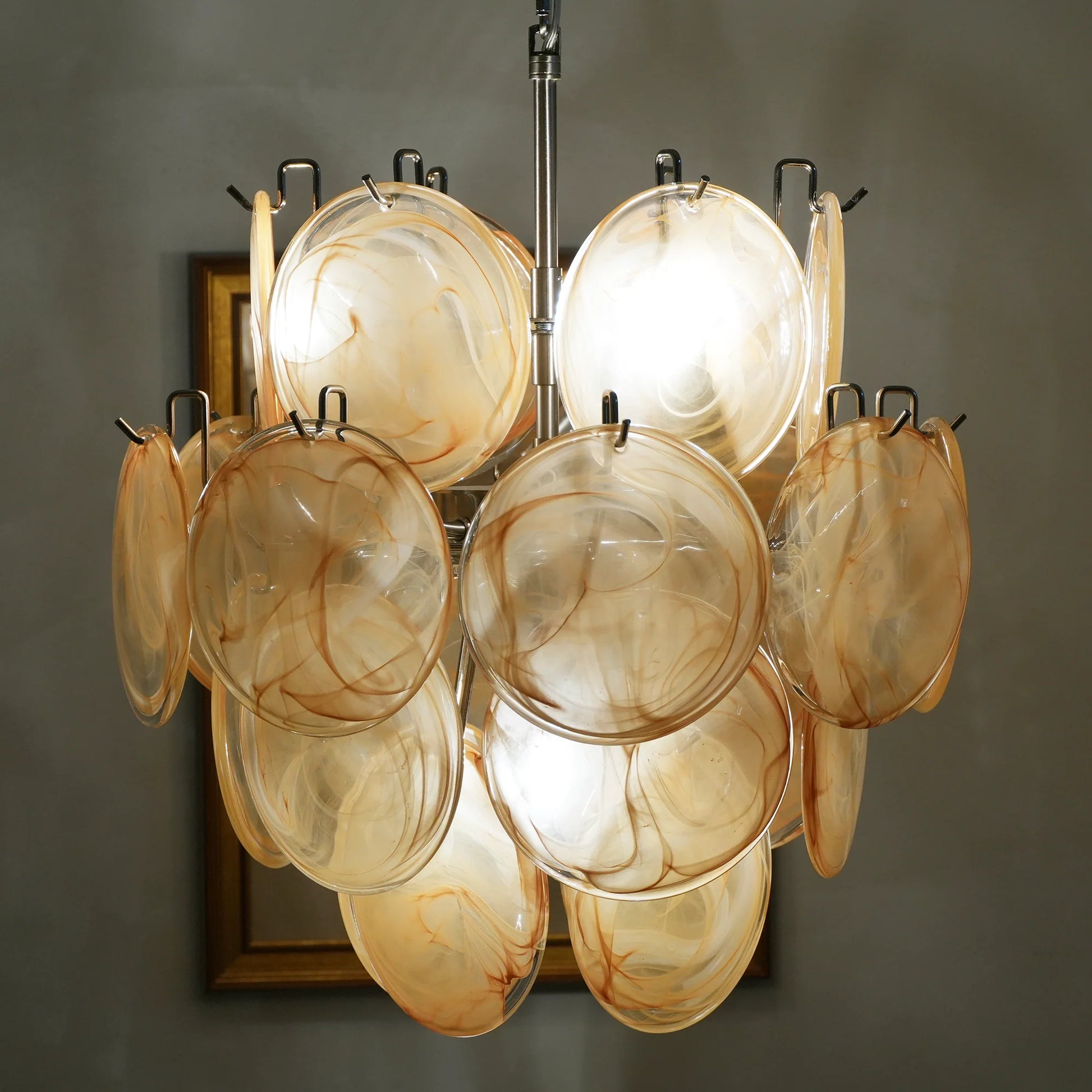 Vintage Murano Gold Glass Disks Chandelier - Nuvé