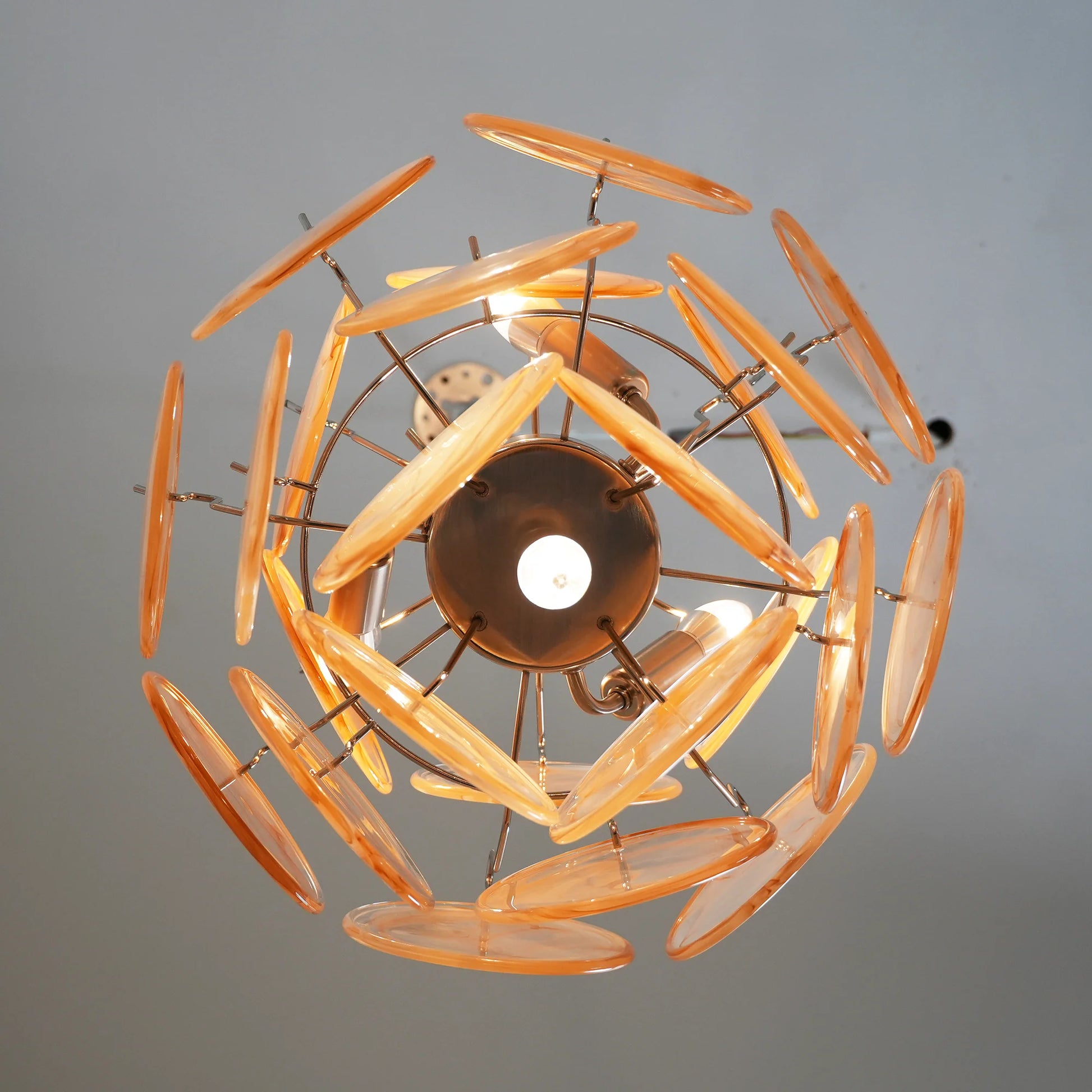Vintage Murano Gold Glass Disks Chandelier - Nuvé