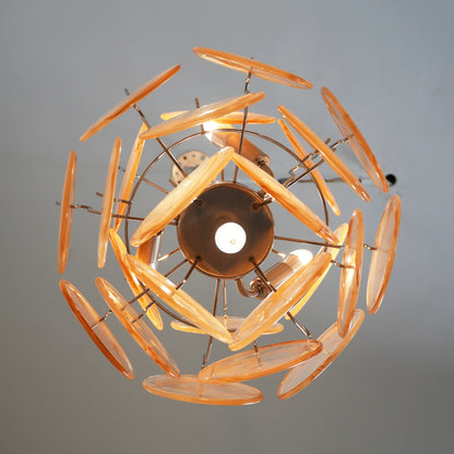 Vintage Murano Gold Glass Disks Chandelier - Nuvé