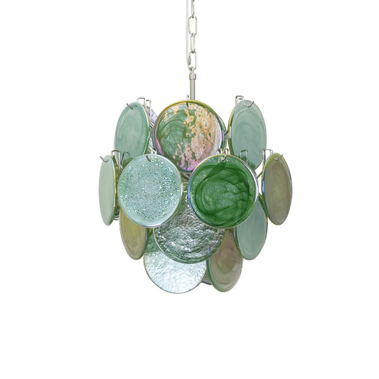 Vintage Murano Green Glass Disks Chandelier - Nuvé