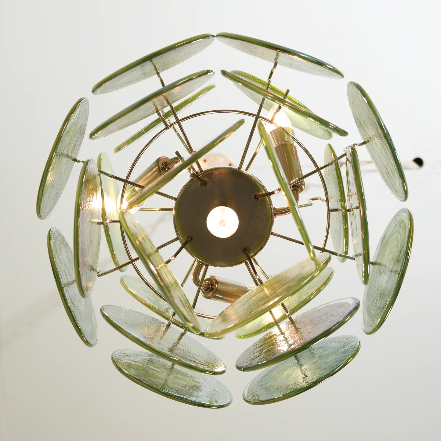 Vintage Murano Green Glass Disks Chandelier - Nuvé
