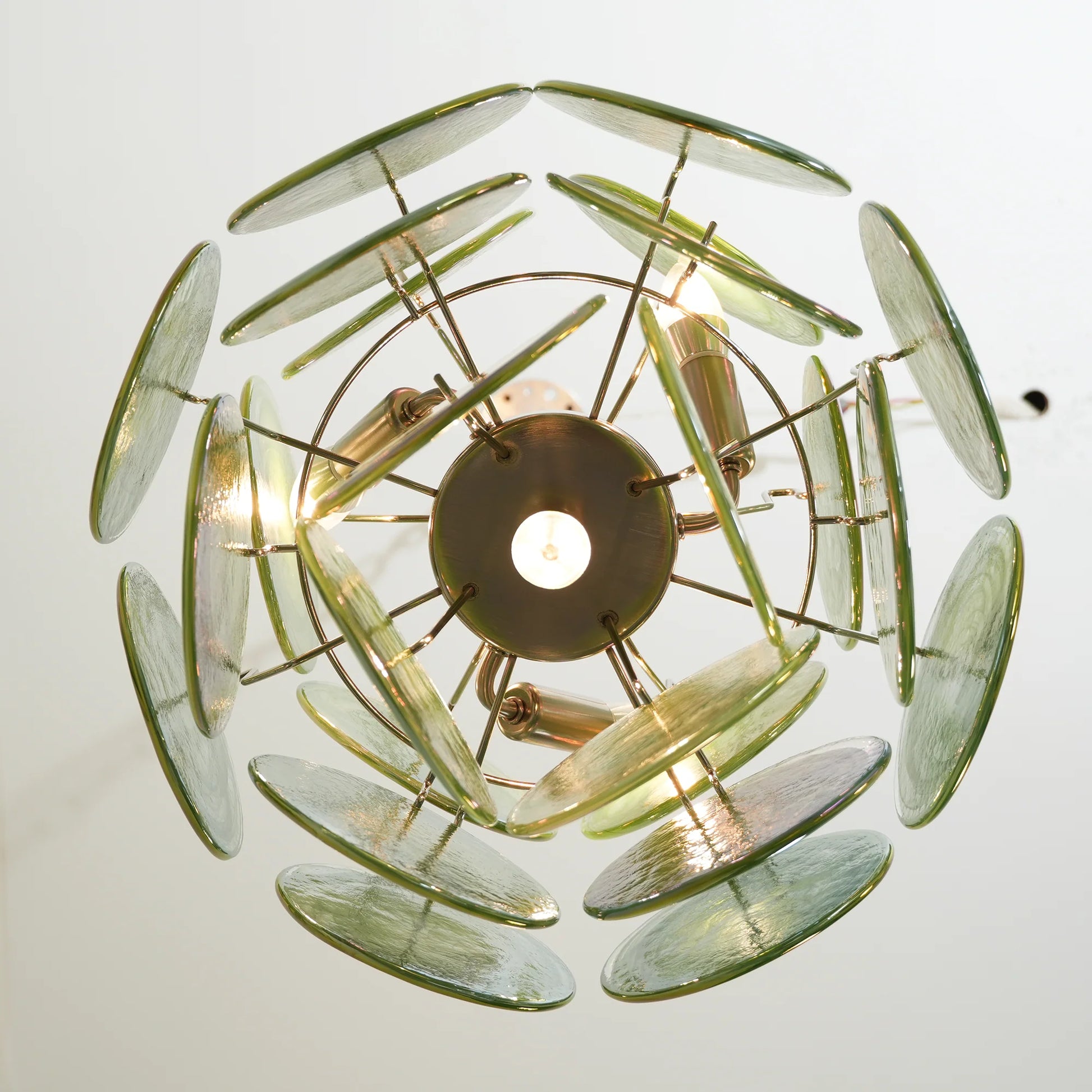 Vintage Murano Green Glass Disks Chandelier - Nuvé