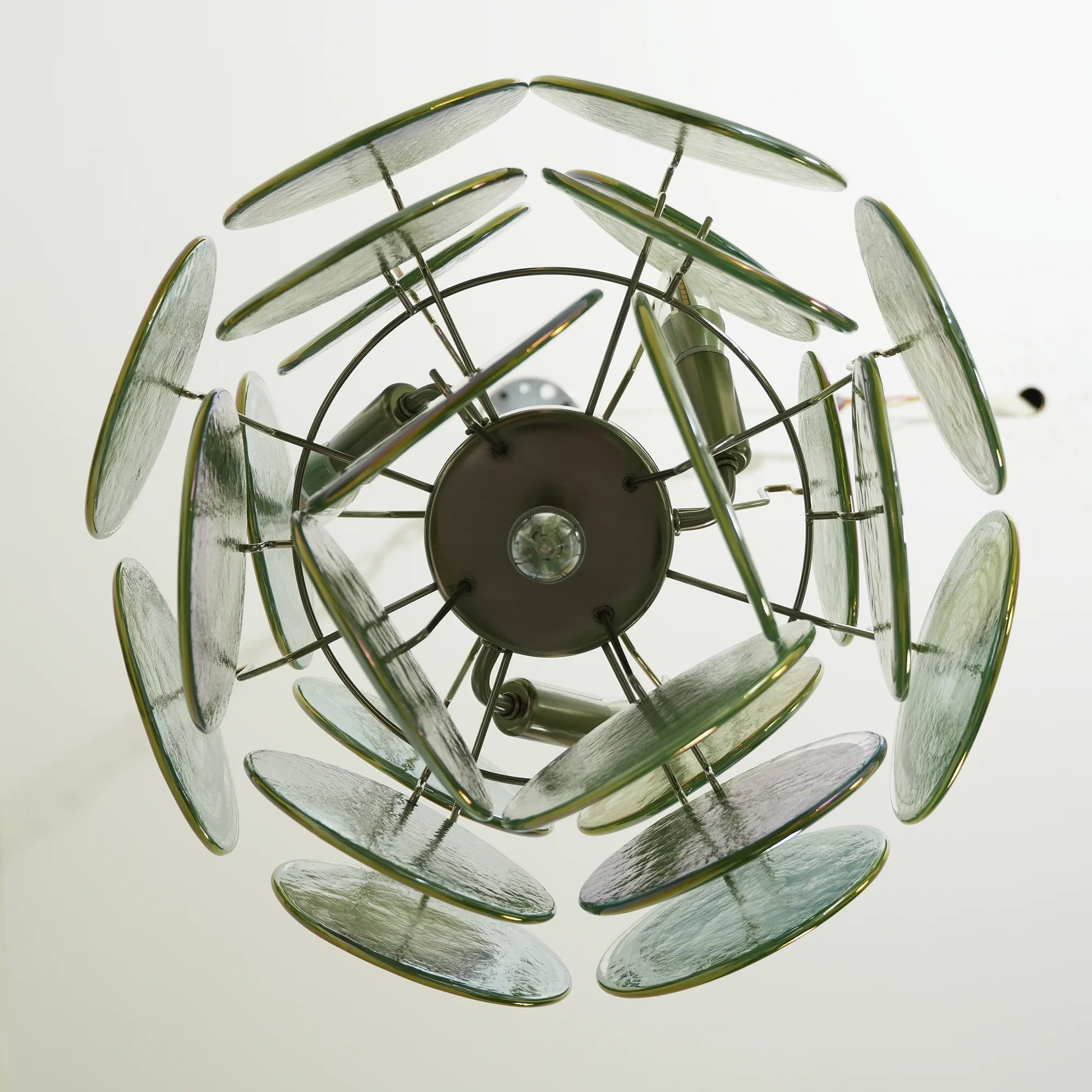Vintage Murano Green Glass Disks Chandelier - Nuvé