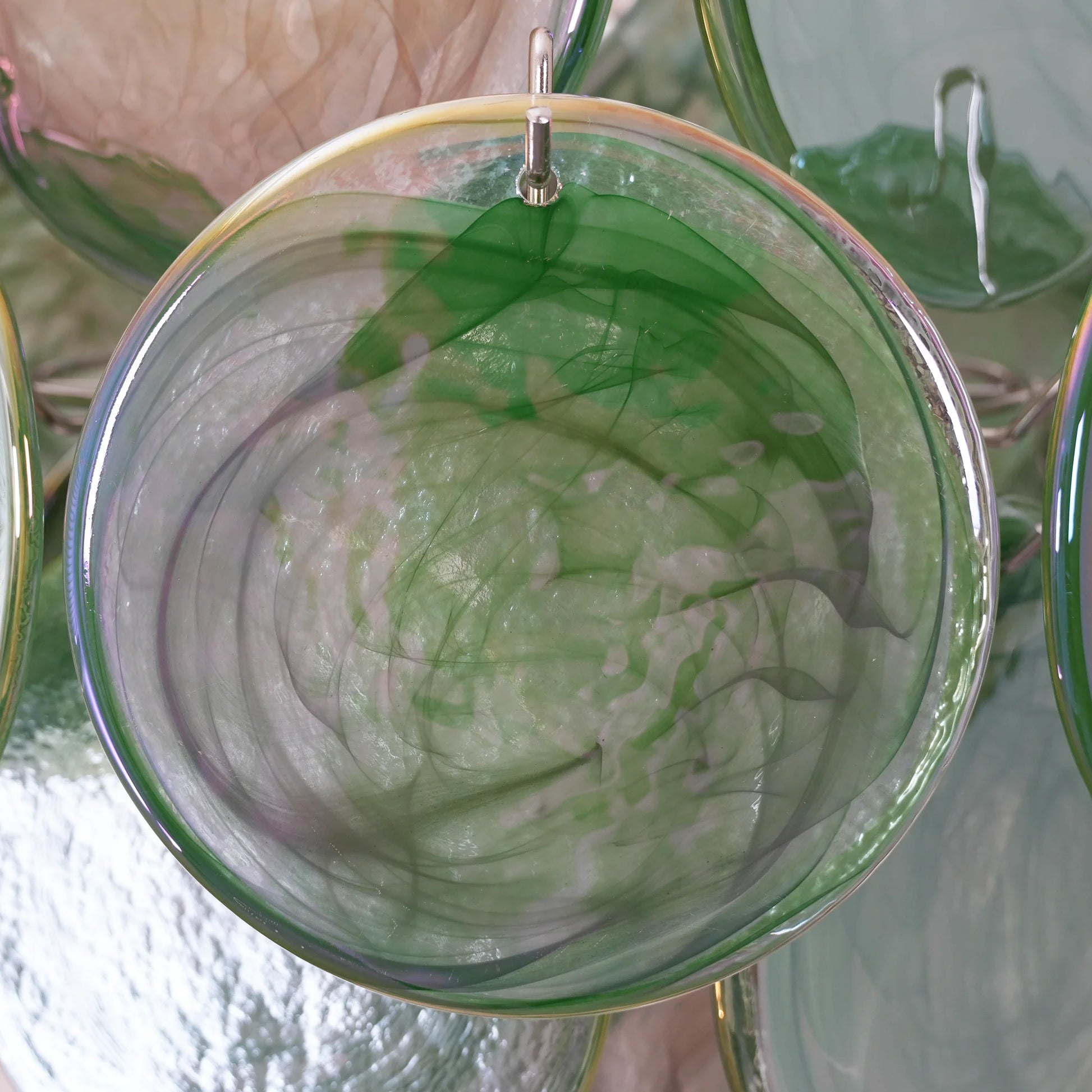 Vintage Murano Green Glass Disks Chandelier - Nuvé