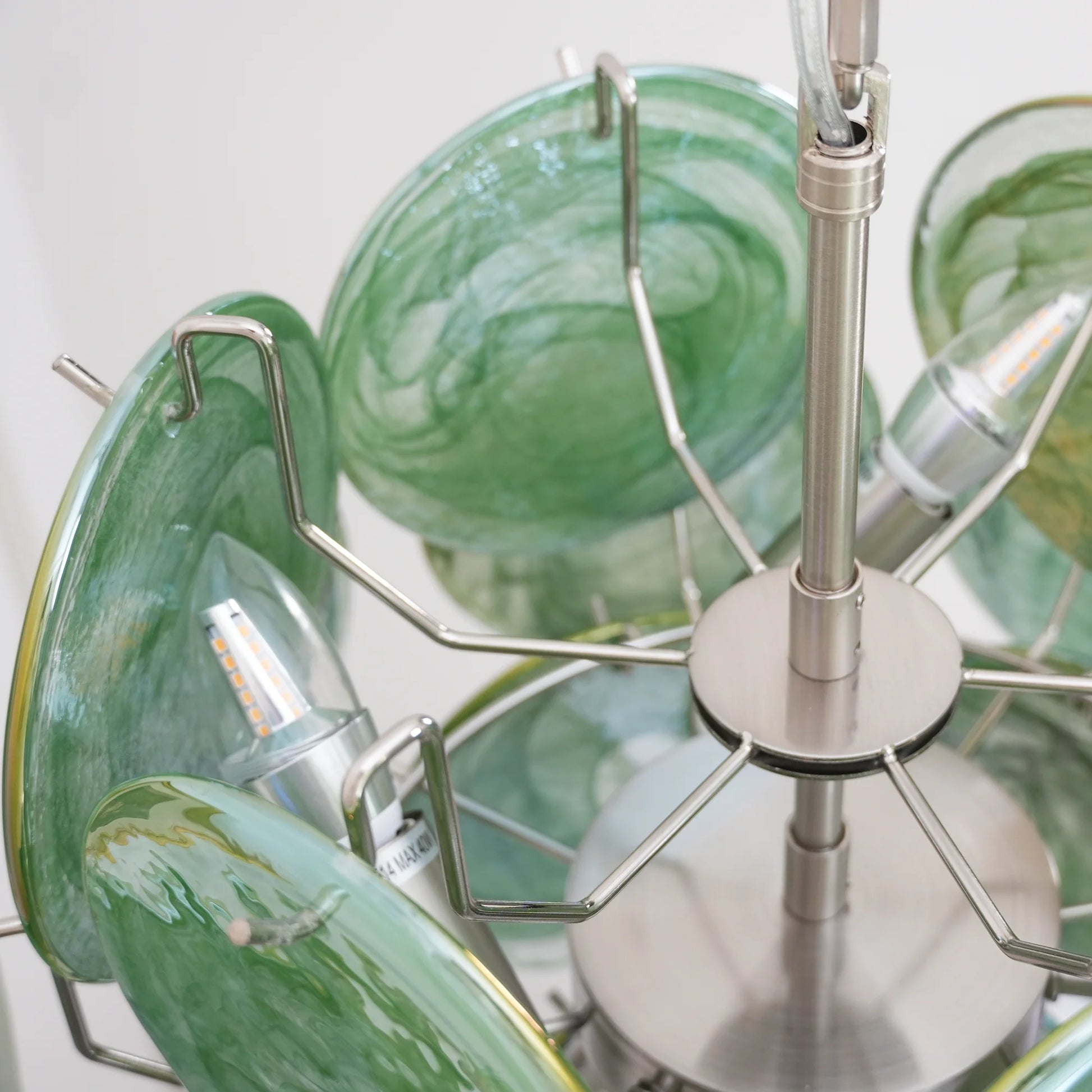 Vintage Murano Green Glass Disks Chandelier - Nuvé