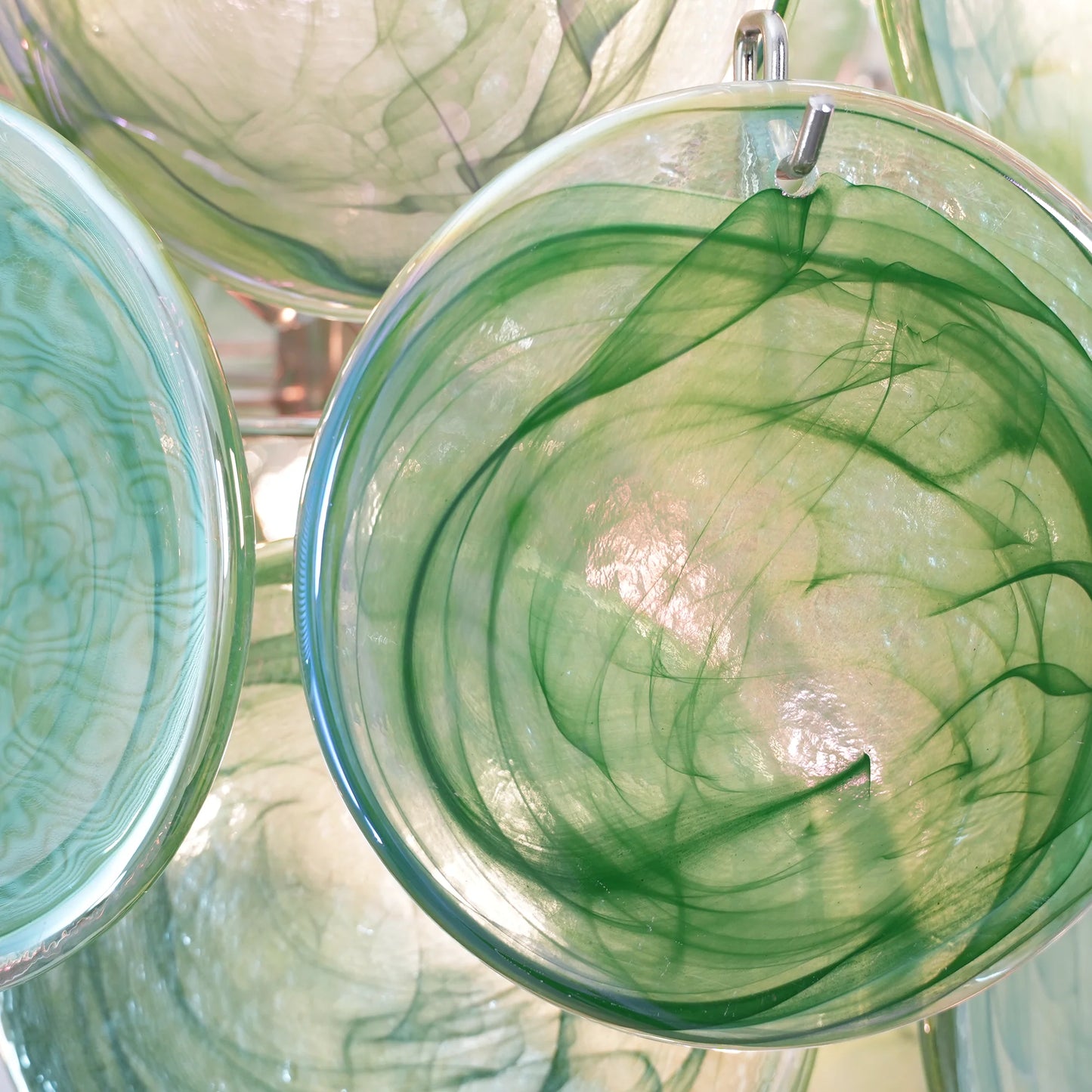 Vintage Murano Green Glass Disks Chandelier - Nuvé