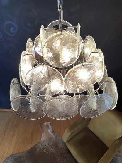 Vintage Murano Iridescent Disks Chandelier - Nuvé