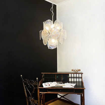 Vintage Murano Iridescent Glass Disks Chandelier - Nuvé