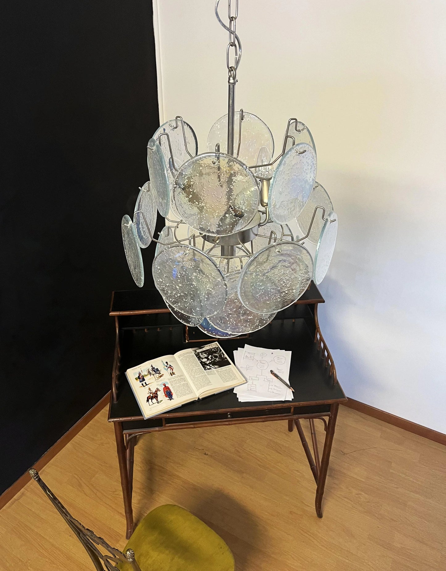 Vintage Murano Iridescent Glass Disks Chandelier - Nuvé