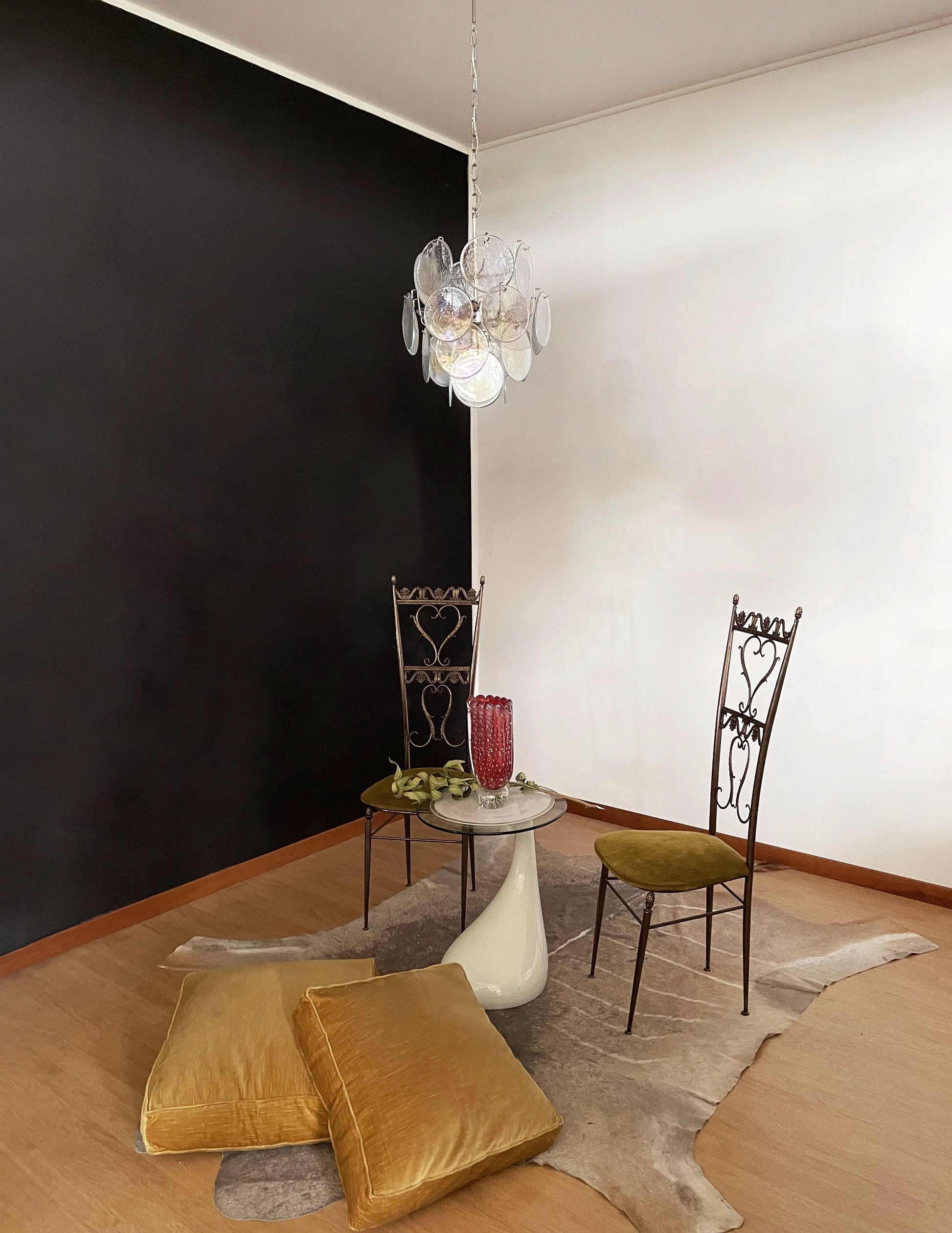 Vintage Murano Iridescent Glass Disks Chandelier - Nuvé