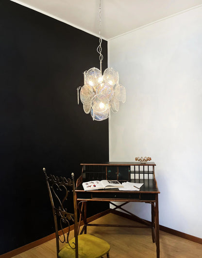 Vintage Murano Iridescent Glass Disks Chandelier - Nuvé