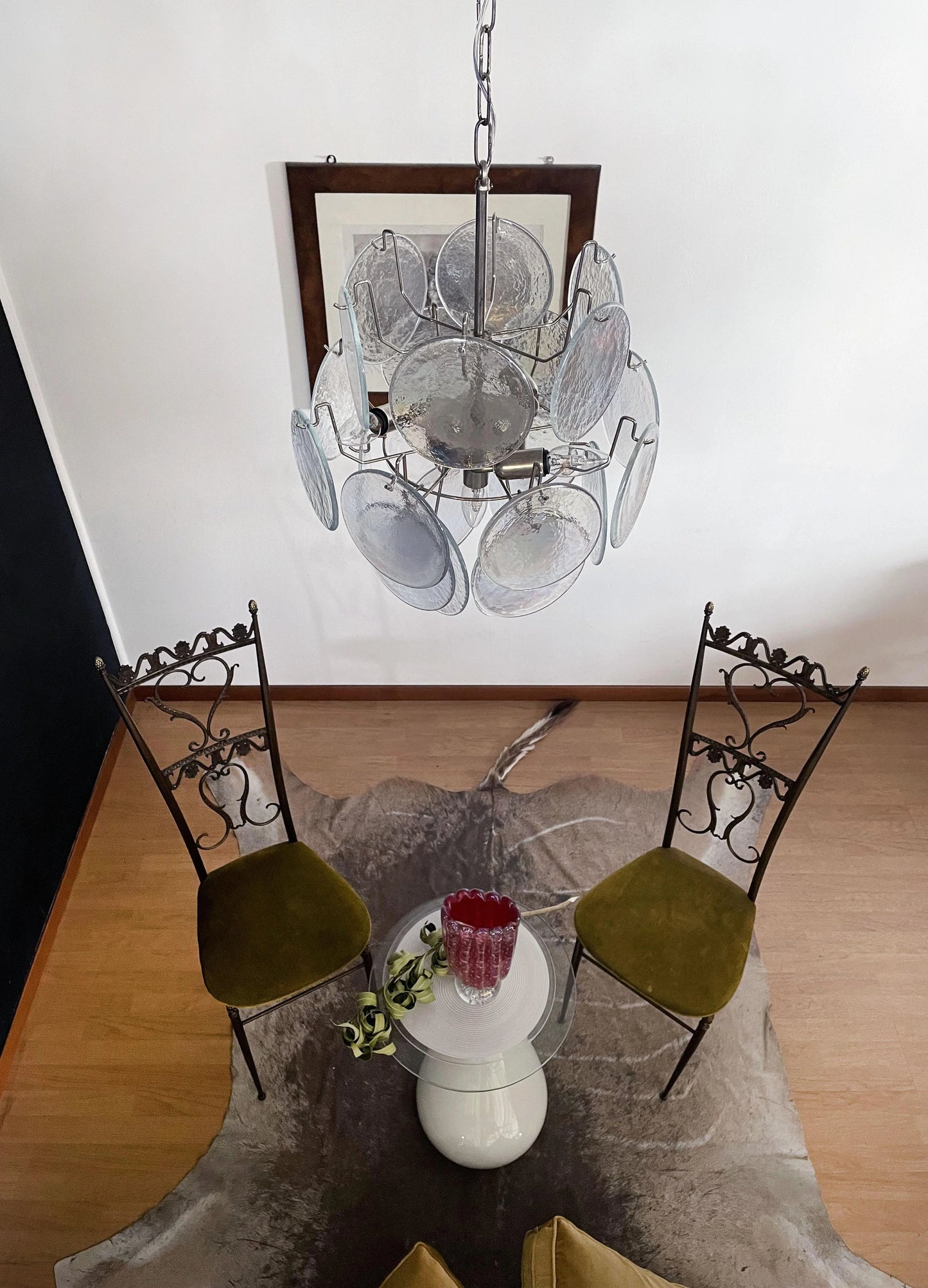 Vintage Murano Iridescent Glass Disks Chandelier - Nuvé
