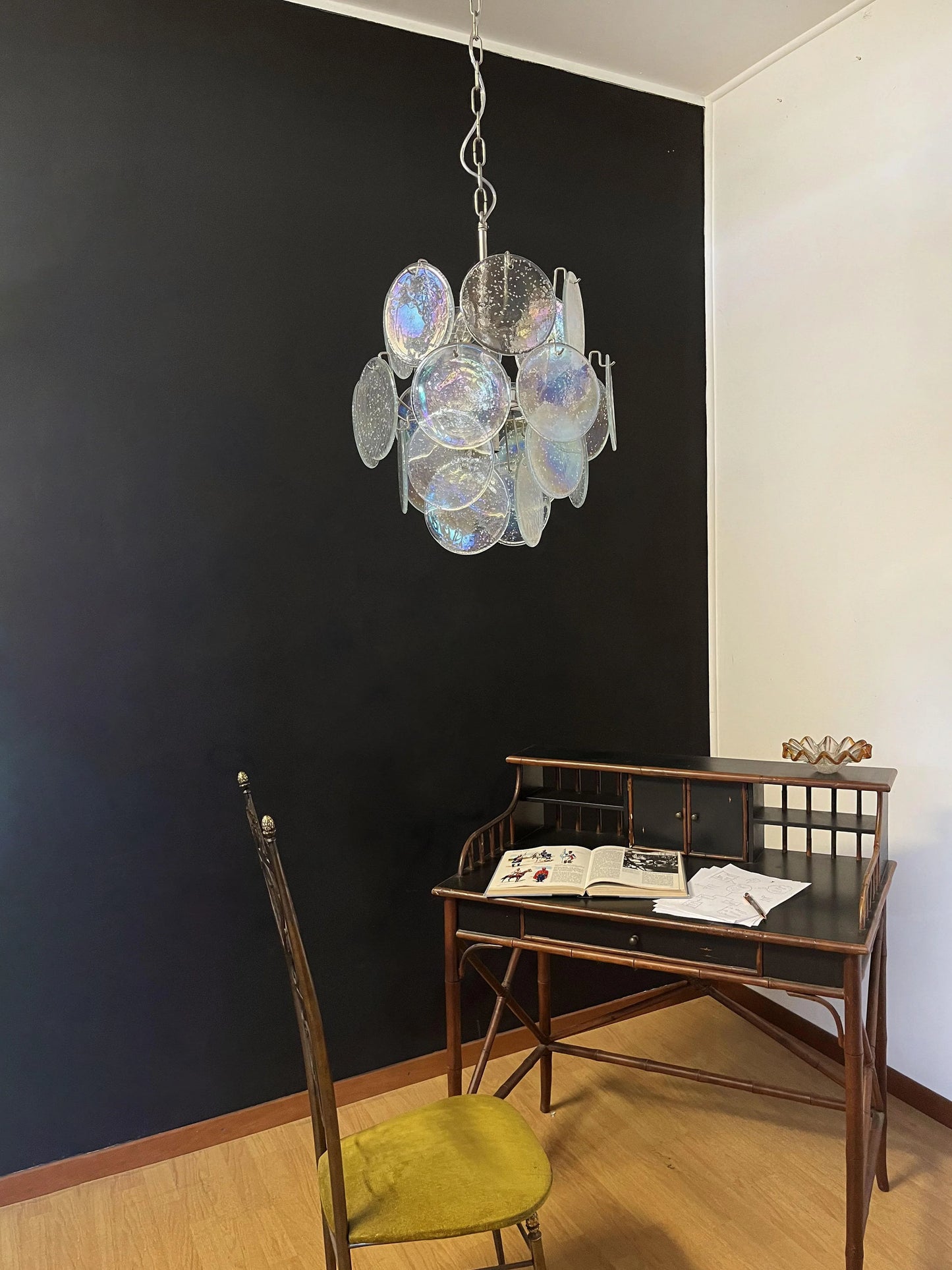 Vintage Murano Iridescent Glass Disks Chandelier - Nuvé