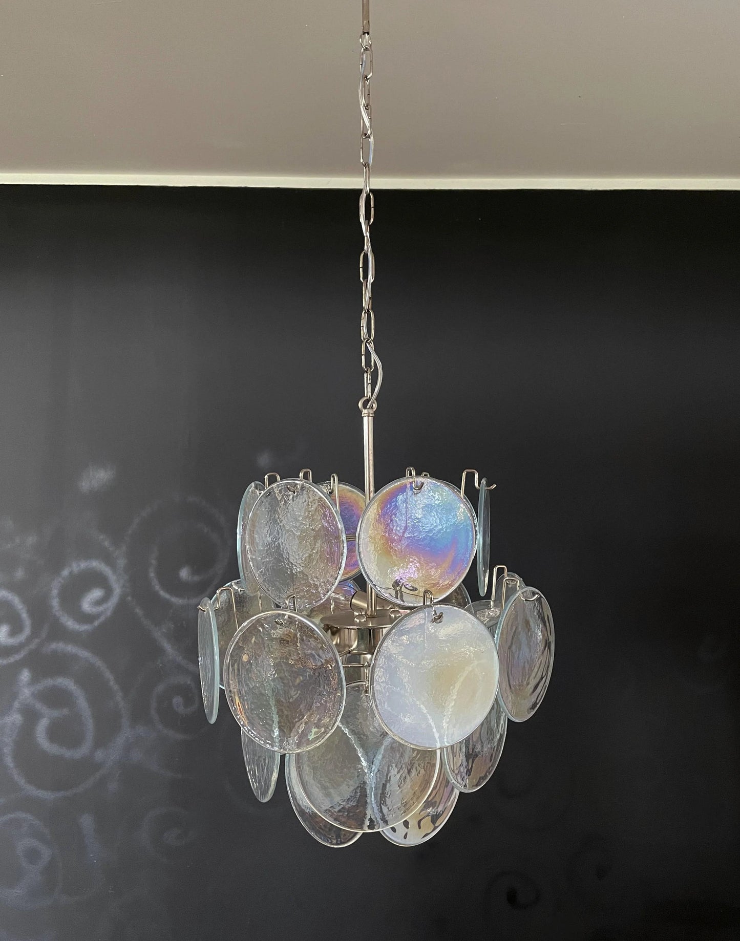 Vintage Murano Iridescent Glass Disks Chandelier - Nuvé