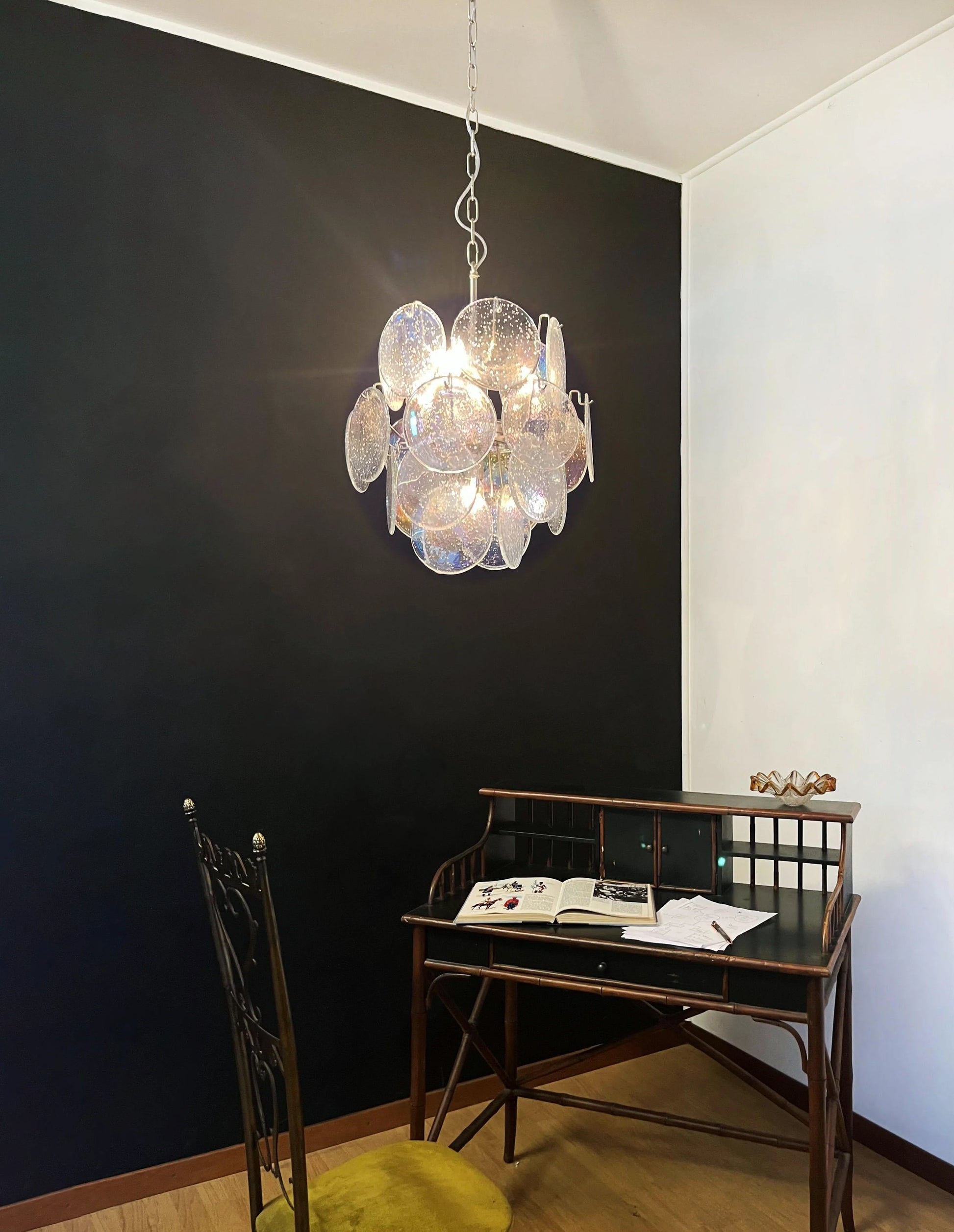 Vintage Murano Iridescent Glass Disks Chandelier - Nuvé