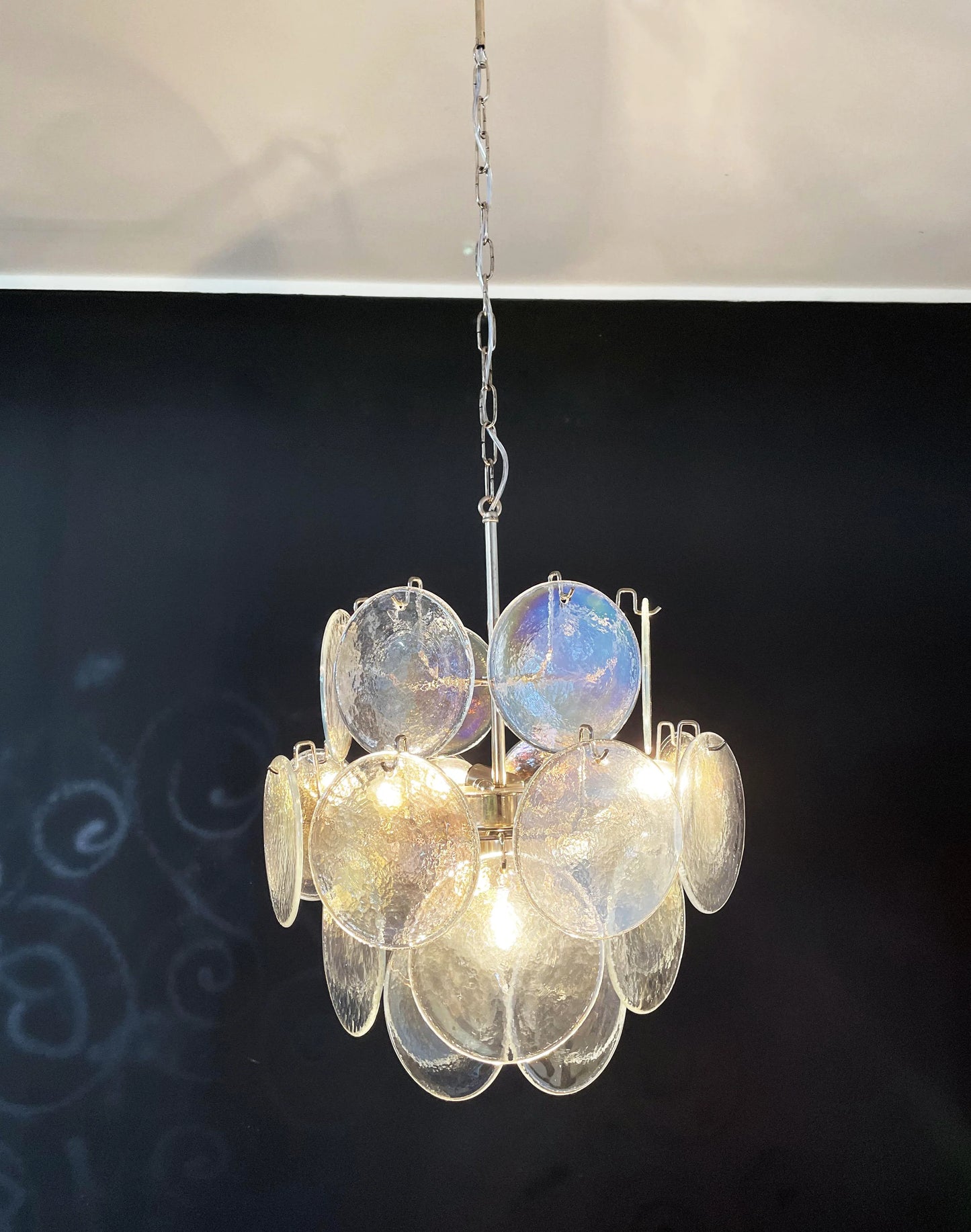 Vintage Murano Iridescent Glass Disks Chandelier - Nuvé