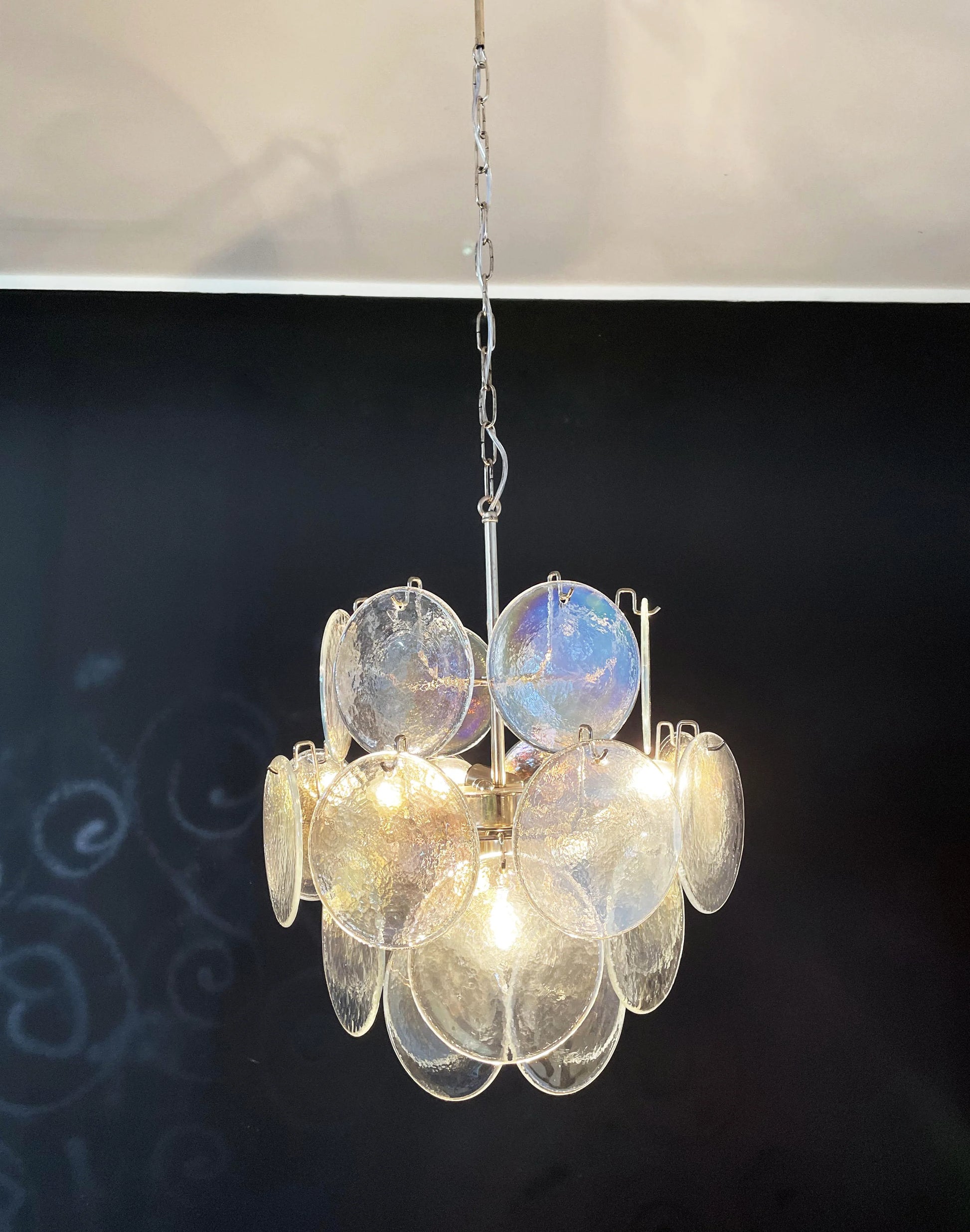 Vintage Murano Iridescent Glass Disks Chandelier - Nuvé