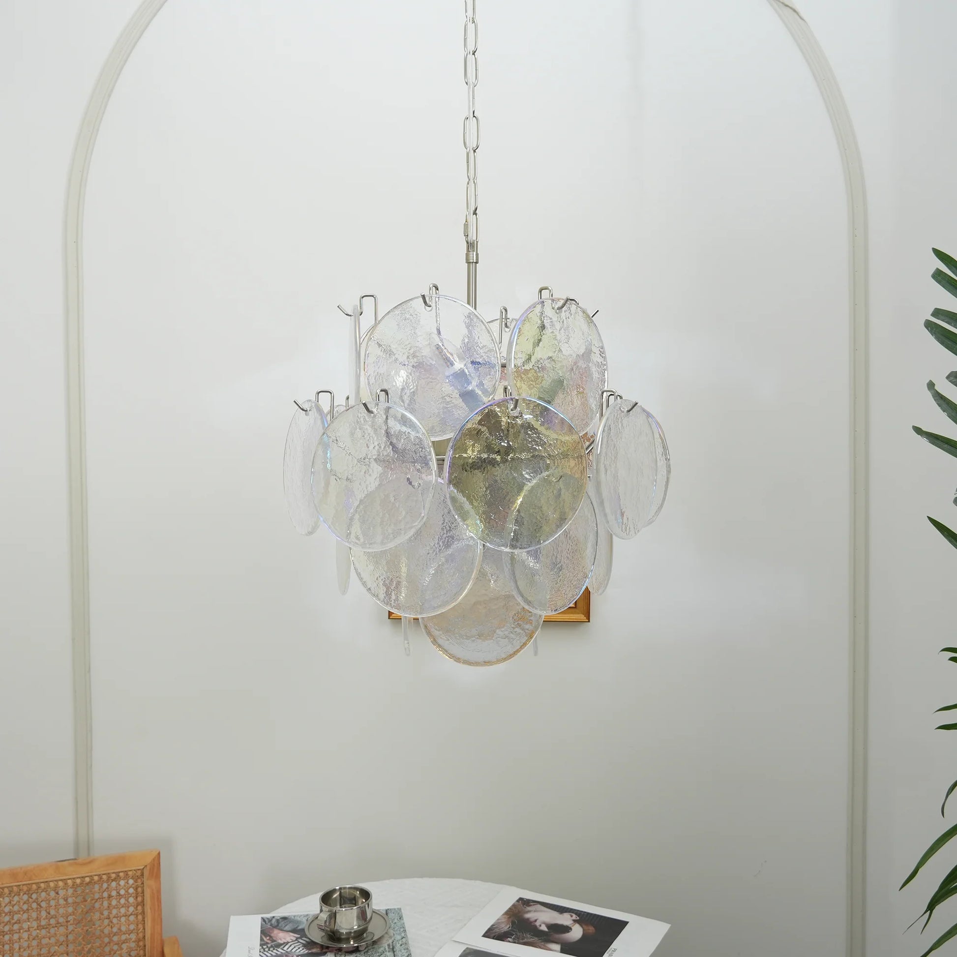 Vintage Murano Iridescent Glass Disks Chandelier - Nuvé