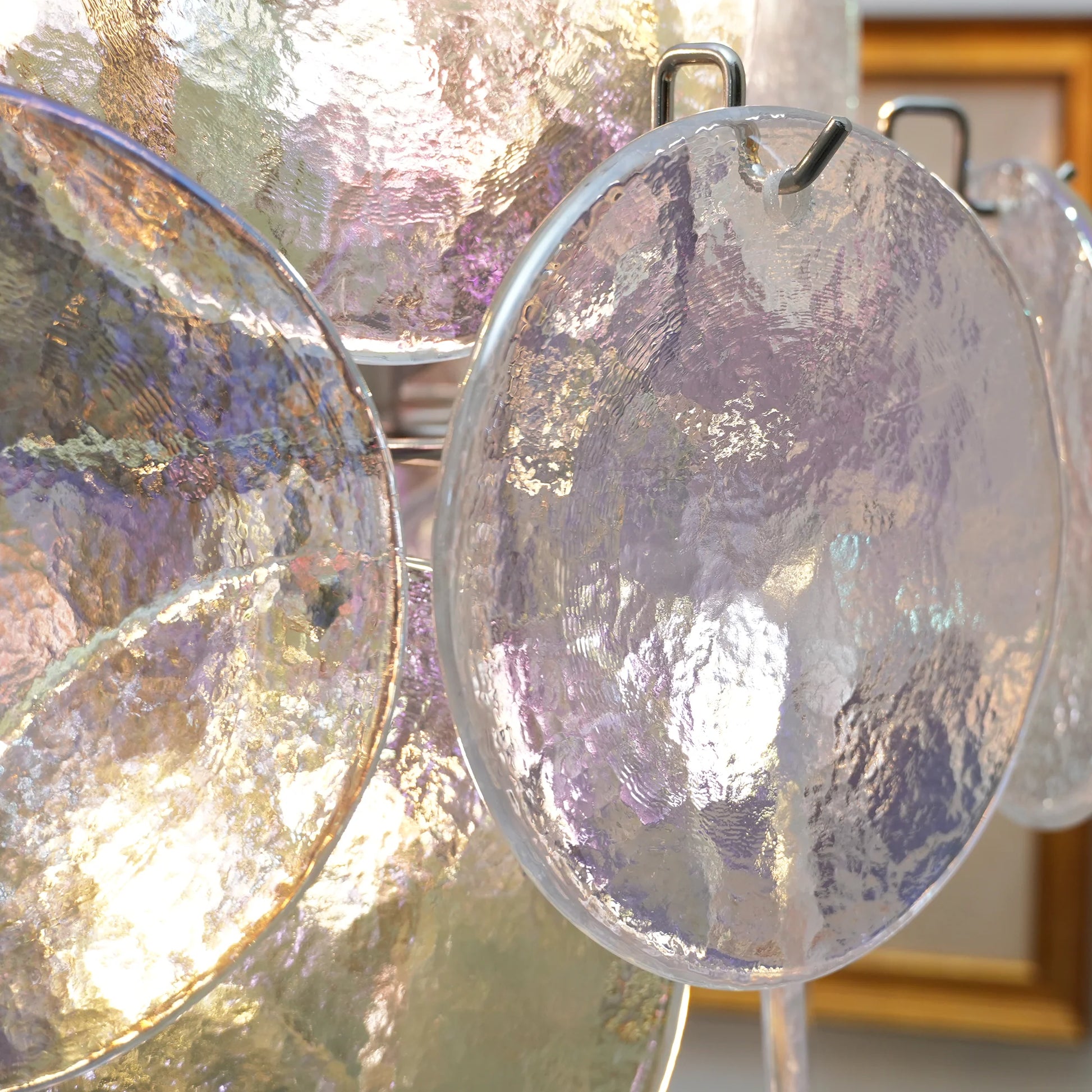Vintage Murano Iridescent Glass Disks Chandelier - Nuvé