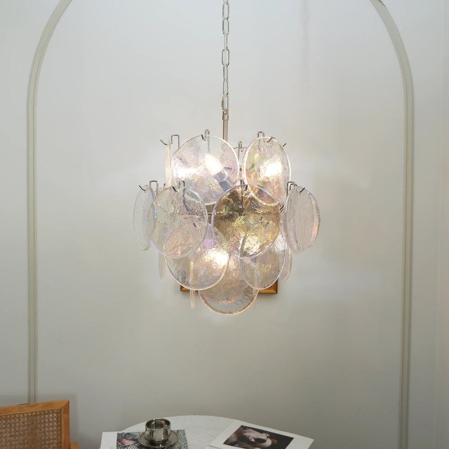 Vintage Murano Iridescent Glass Disks Chandelier - Nuvé