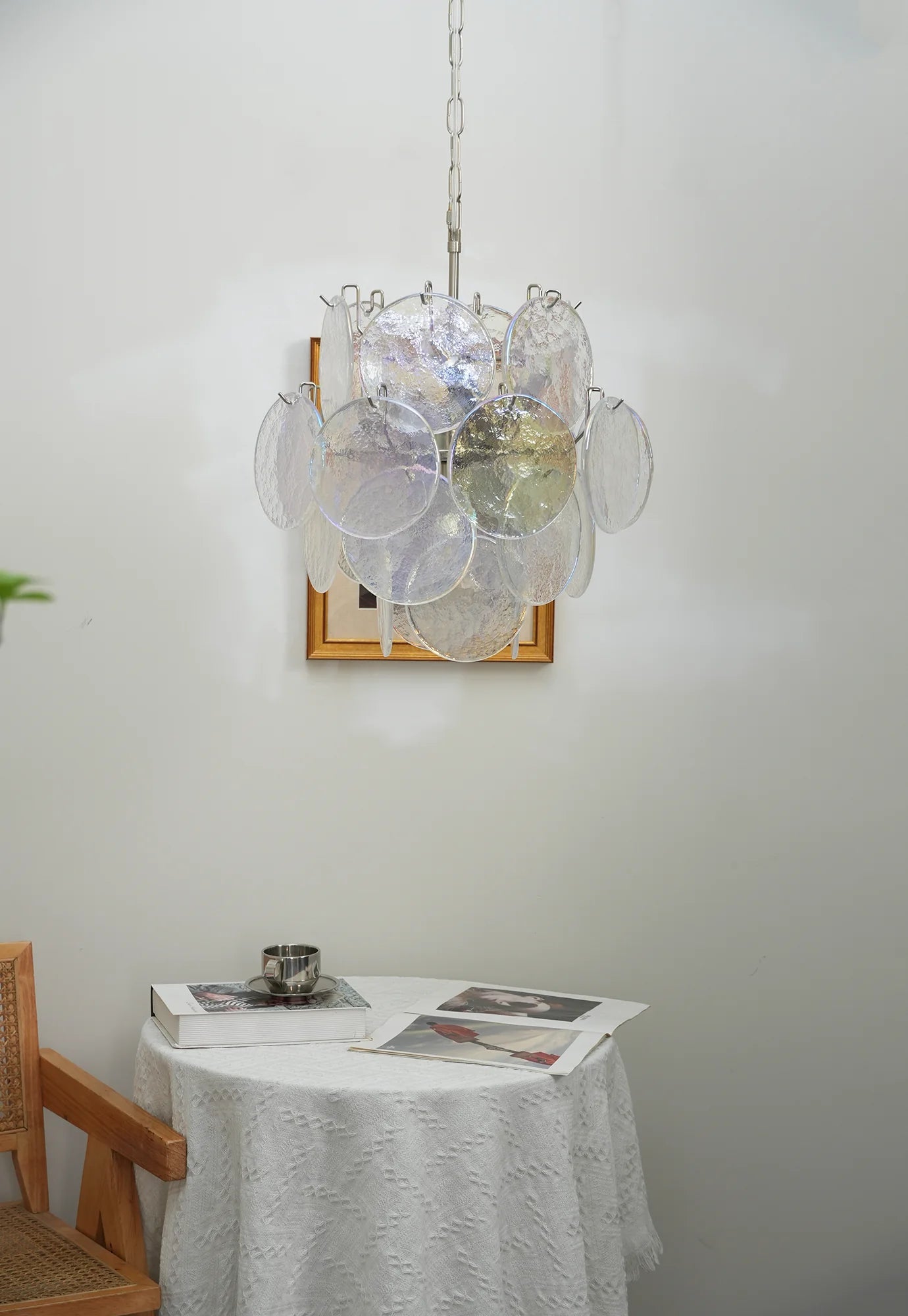Vintage Murano Iridescent Glass Disks Chandelier - Nuvé