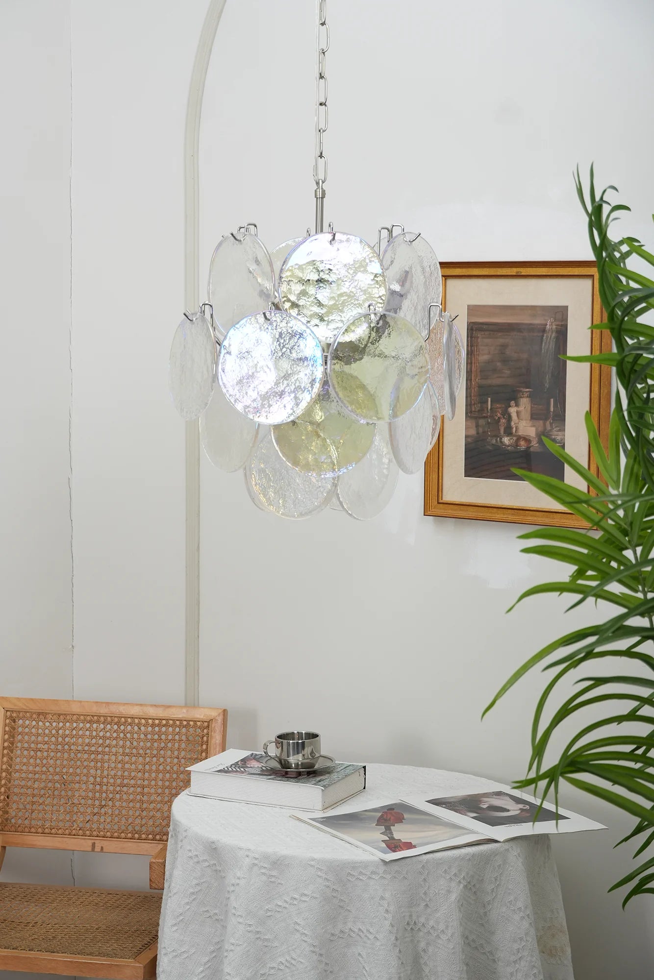 Vintage Murano Iridescent Glass Disks Chandelier - Nuvé