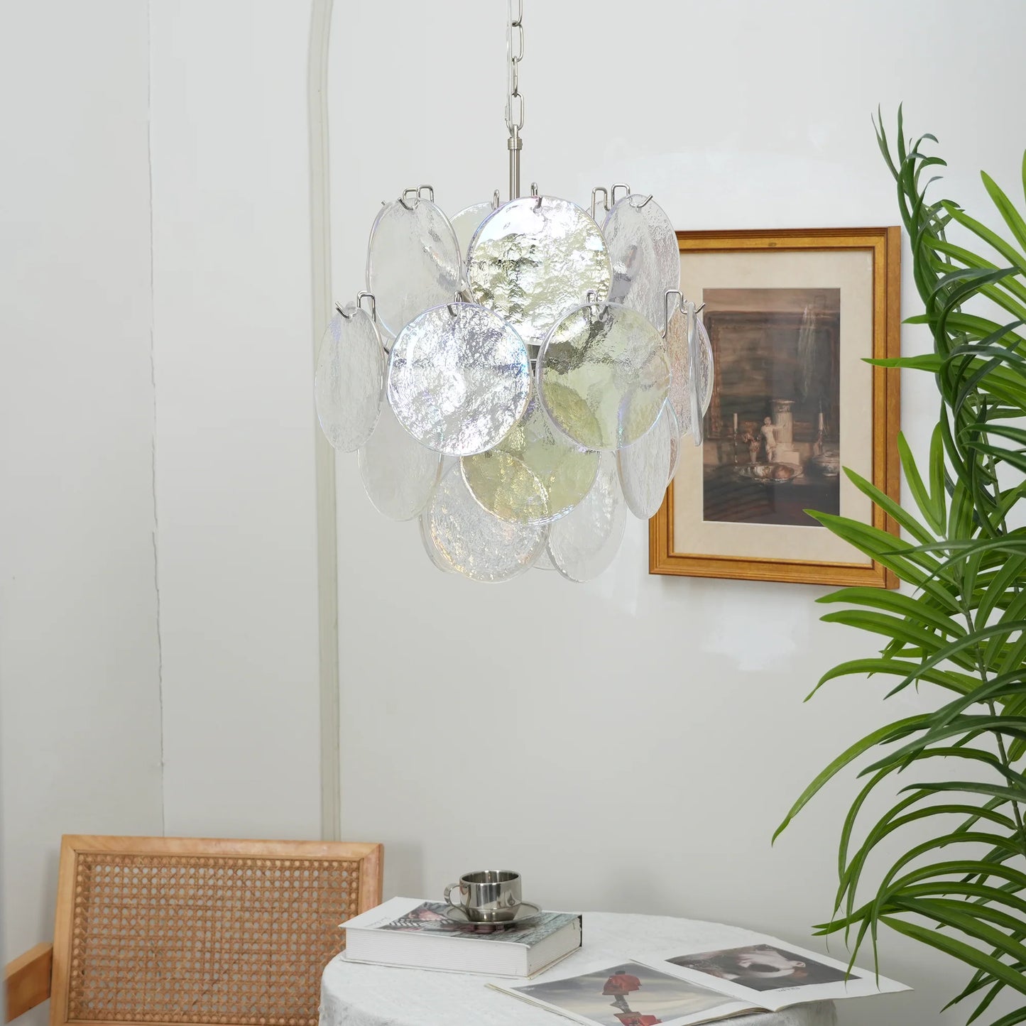 Vintage Murano Iridescent Glass Disks Chandelier - Nuvé