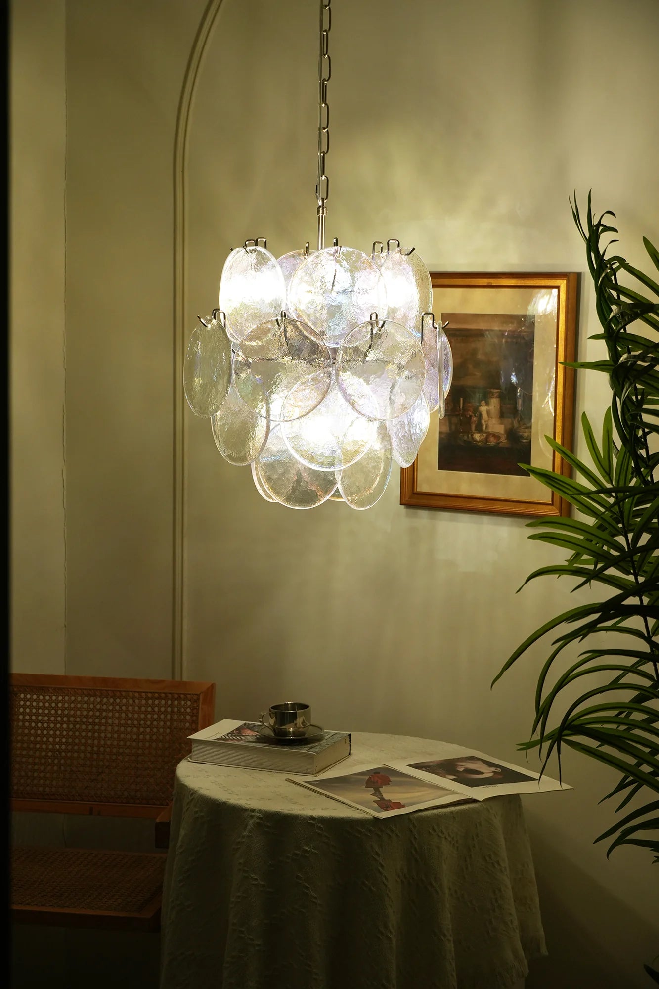 Vintage Murano Iridescent Glass Disks Chandelier - Nuvé