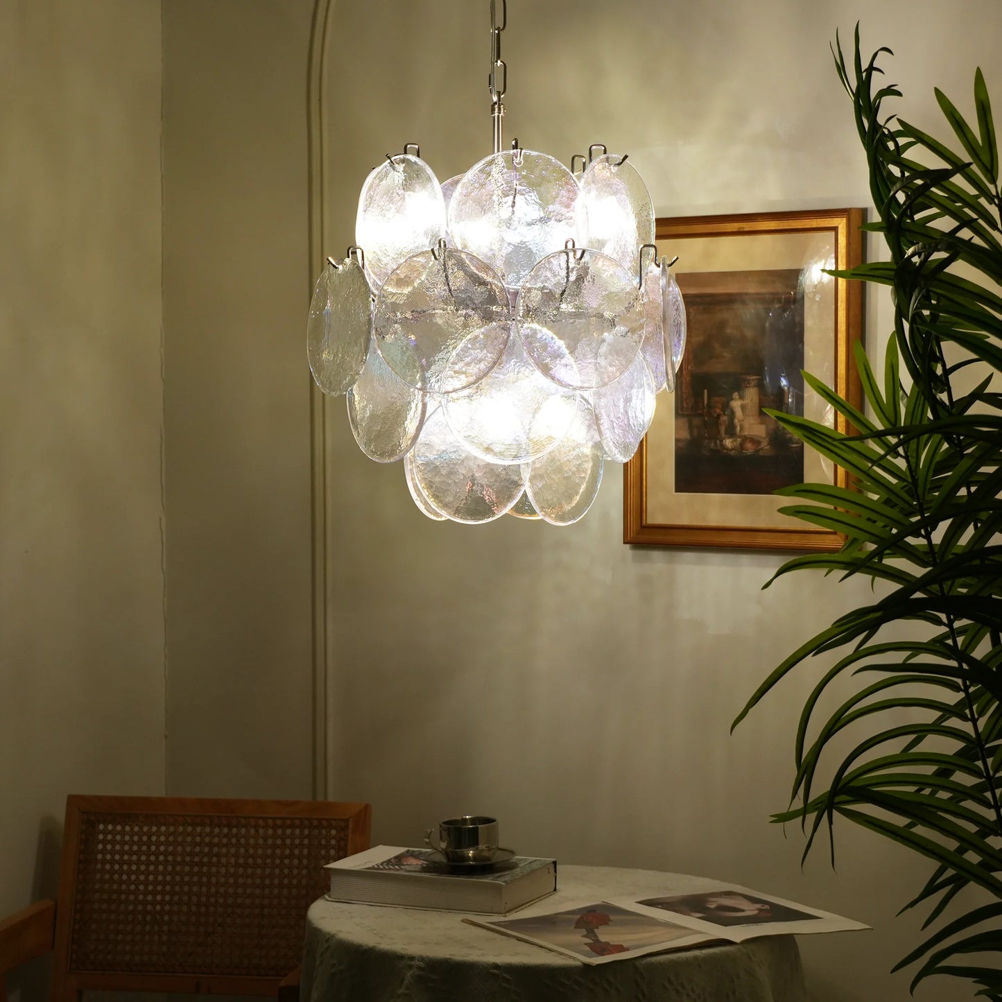 Vintage Murano Iridescent Glass Disks Chandelier - Nuvé