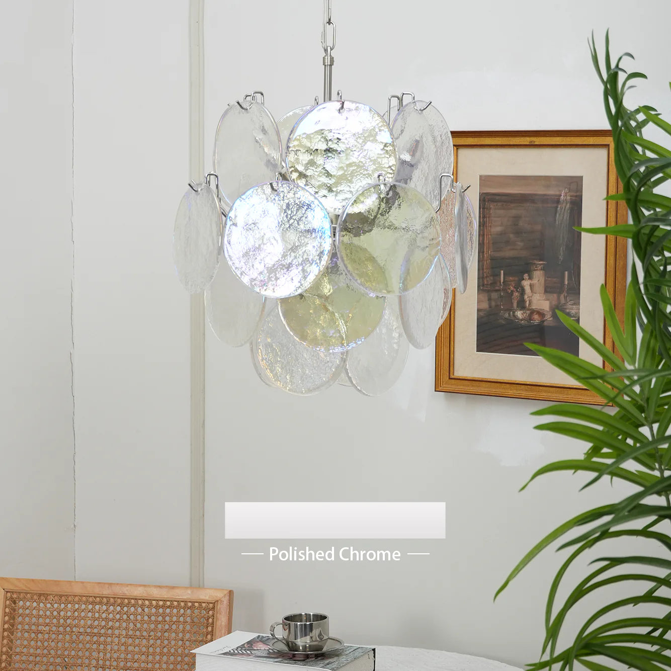 Vintage Murano Iridescent Glass Disks Chandelier - Nuvé