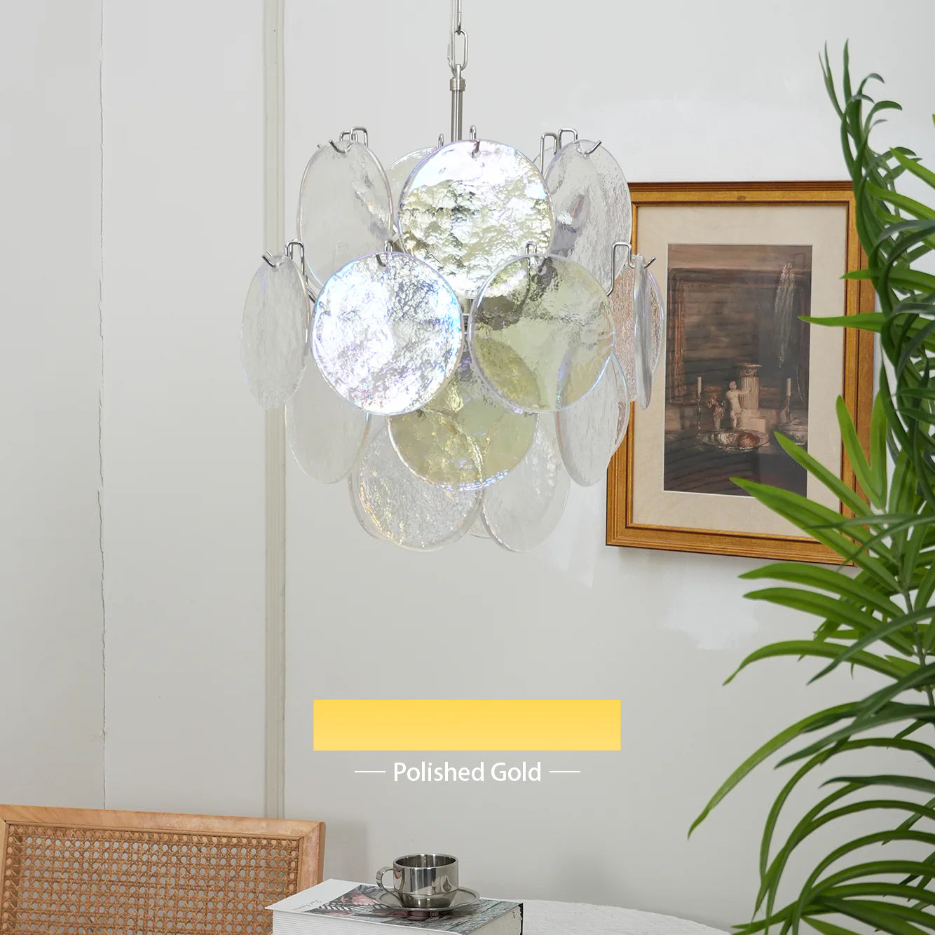 Vintage Murano Iridescent Glass Disks Chandelier - Nuvé