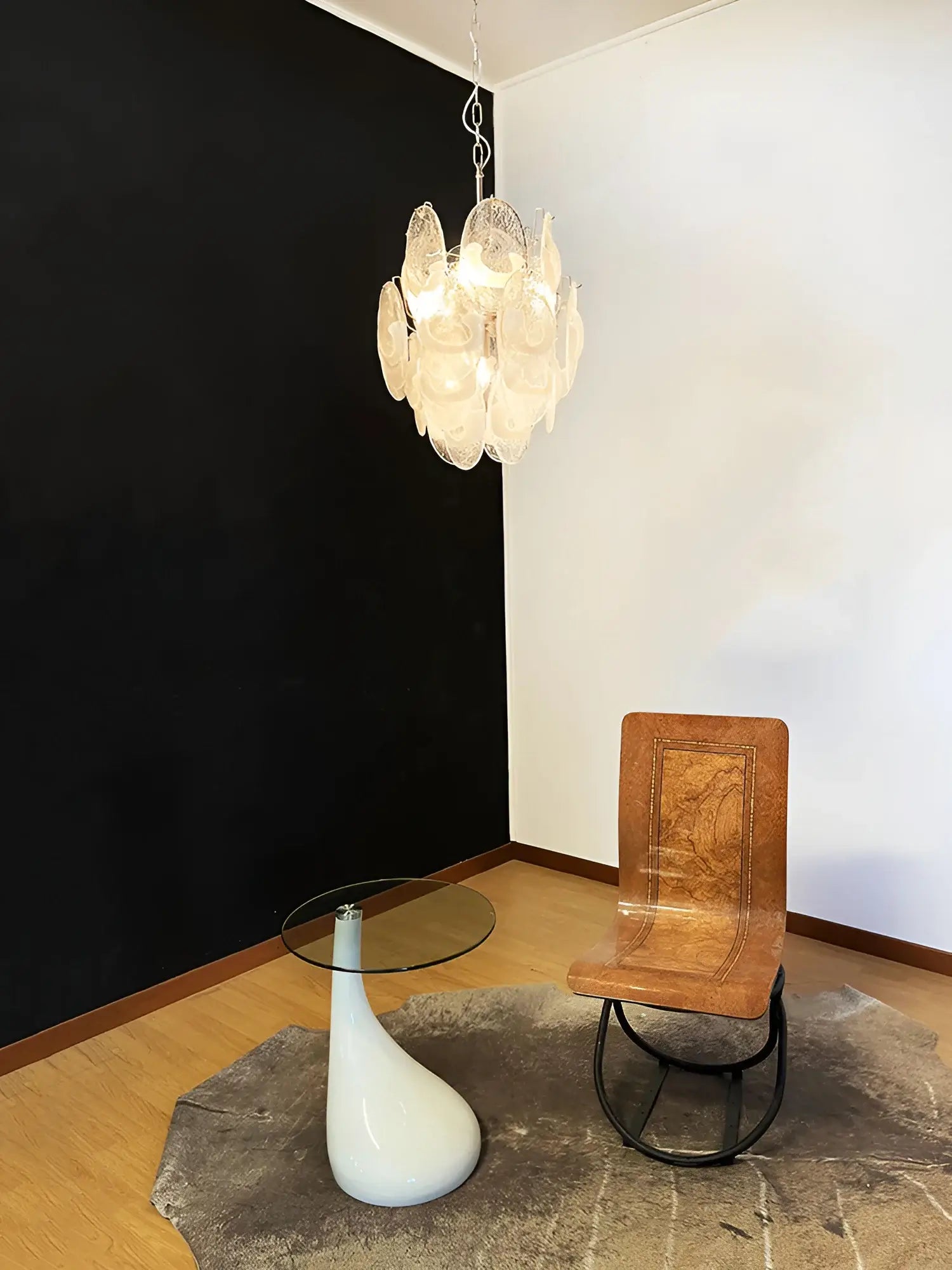 Vintage Murano Lattimo Glass White Chandelier - Nuvé