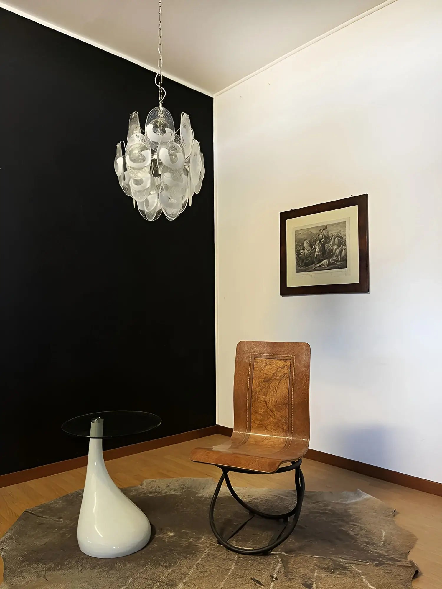Vintage Murano Lattimo Glass White Chandelier - Nuvé